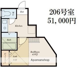 G・Aヒルズ六浦(1K/2階)の間取り写真