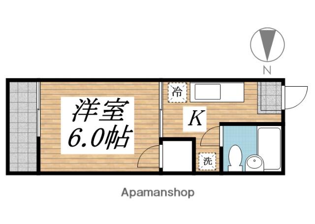 スカイパルB棟(1K/1階)の間取り写真