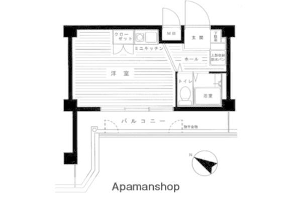 ダイアパレス三ツ沢公園東館(ワンルーム/2階)の間取り写真