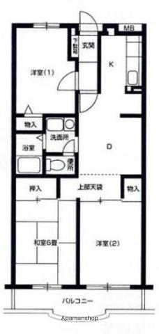 サニーハウス松風(3DK/3階)の間取り写真