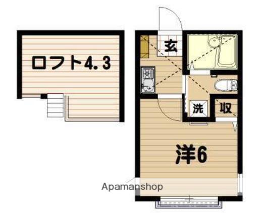 PRUNUS南太田(1K/1階)の間取り写真