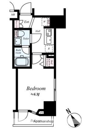 ディアレイシャス横浜ウエスト(1K/8階)の間取り写真