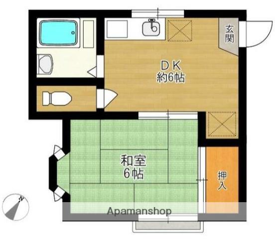 鵠沼レジデンス(1DK/1階)の間取り写真