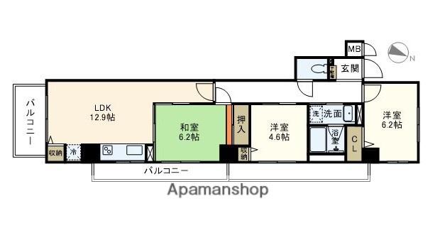 ウエスト ヴィレッジ(3LDK/3階)の間取り写真
