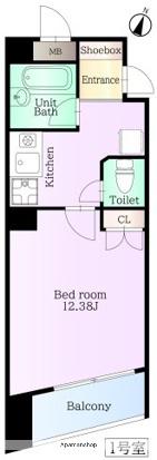 中浜町マンション(1K/5階)の間取り写真