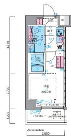 GENOVIA川崎ⅡSKYGARDEN(1K/2階)の間取り写真