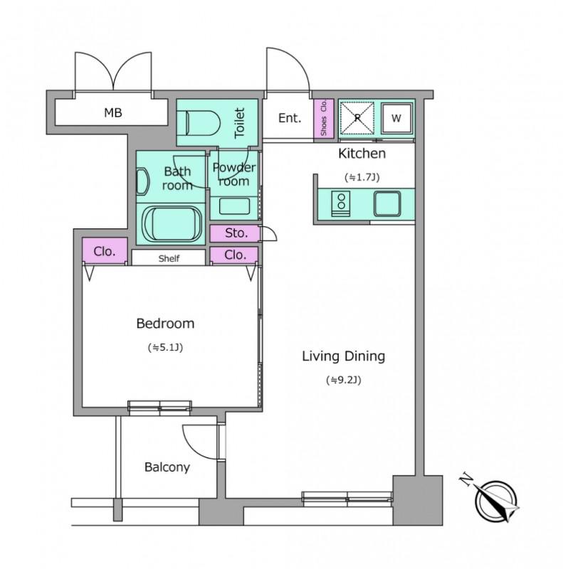 レジディア横濱馬車道 (1LDK/7階)の間取り写真