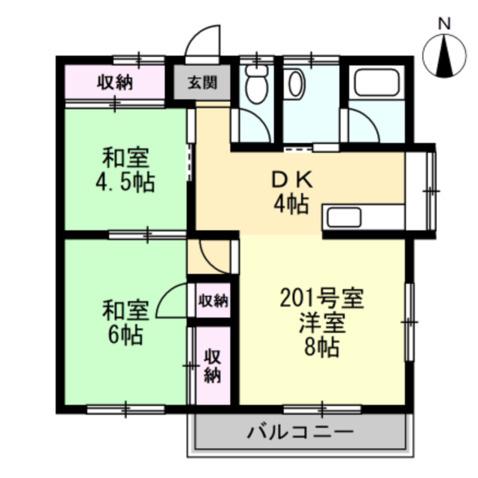 コーポ西湘(2DK/2階)の間取り写真