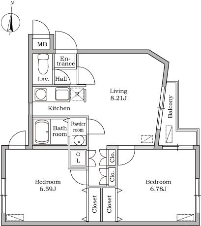 レジディア池上A棟(2LDK/3階)の間取り写真