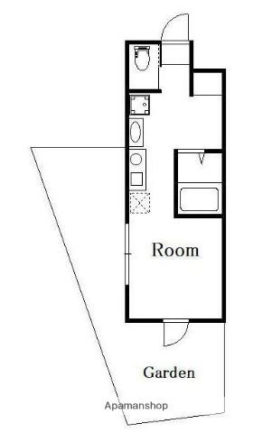 THE TERRACE 鵠沼藤ヶ谷(1K/1階)の間取り写真