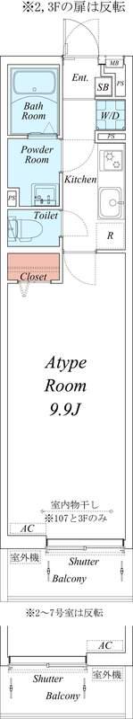 リブリ・草柳(1K/1階)の間取り写真