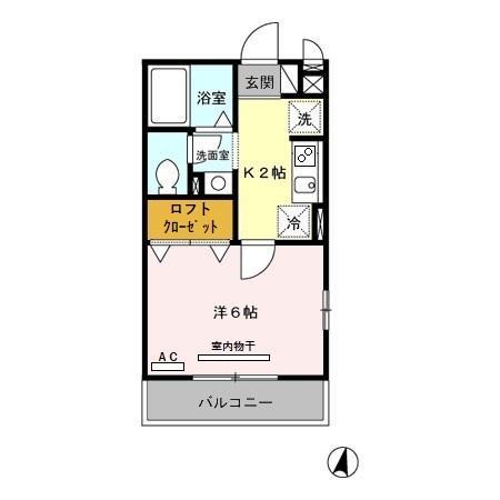 COMFORTⅡ(1K/2階)の間取り写真