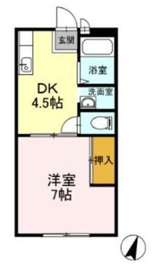 ハイツゆう(1DK/1階)の間取り写真