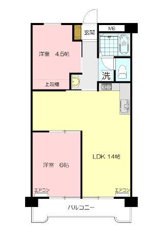 田園ドミール(2LDK/2階)の間取り写真