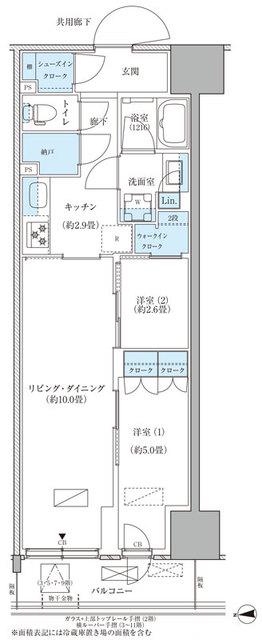 パークアクシス品川天王洲アイル(2LDK/10階)の間取り写真
