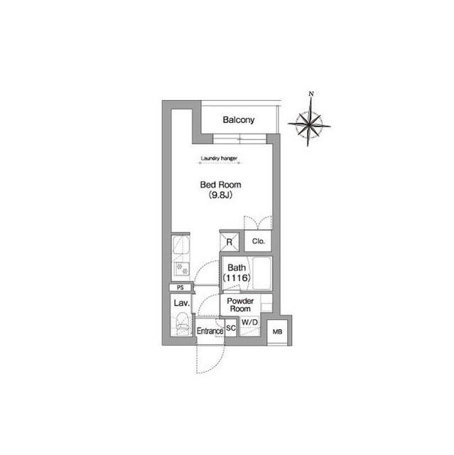 コンフォリア・リヴ南品川(ワンルーム/1階)の間取り写真