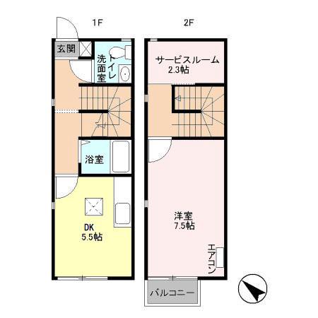 リヴィエール　Ａ(1DK)の間取り写真
