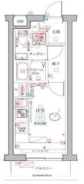 クレヴィスタ阪東橋(ワンルーム/8階)の間取り写真