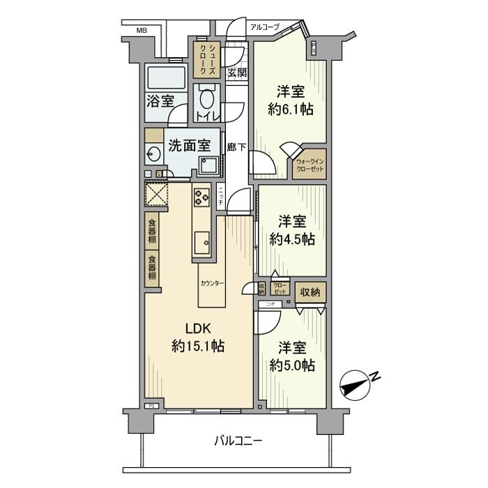 ルピアコート宮前平(3LDK/3階)の間取り写真