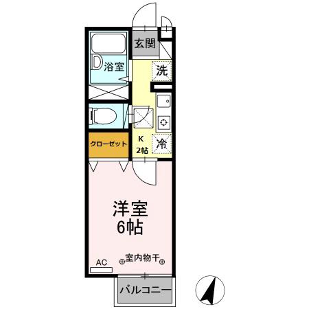 ジュネス陽光台2(1K/1階)の間取り写真