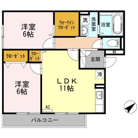 ビラ ルフト(2LDK/3階)の間取り写真