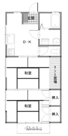 クリーンヒルス(2DK/2階)の間取り写真