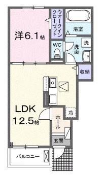 梅の木テラス(1LDK/1階)の間取り写真