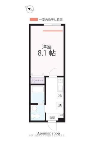 ハーミットクラブハウスMIX根岸(1K/2階)の間取り写真