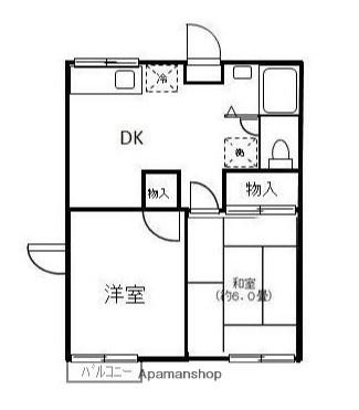 ベルゾーネ大成(2DK/2階)の間取り写真