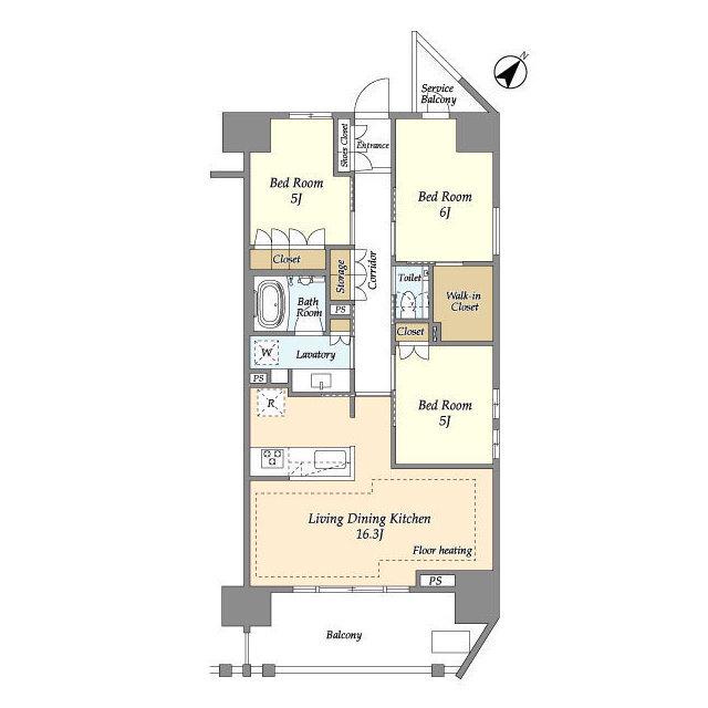横須賀中央レジデンス(3LDK/12階)の間取り写真
