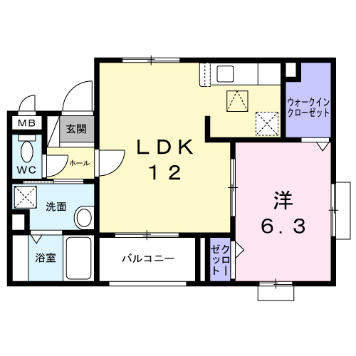 パレ・コンフォール(1LDK/1階)の間取り写真