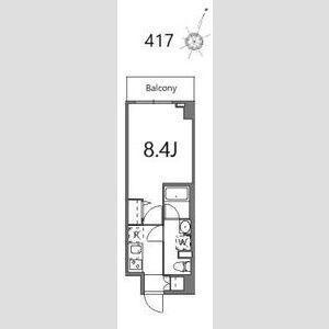 ティーステージジェイアール浜川崎(1K/4階)の間取り写真