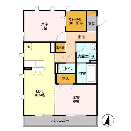 ルーフハウス A(2LDK/2階)の間取り写真