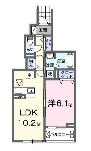 レジデンスM(1LDK/1階)の間取り写真