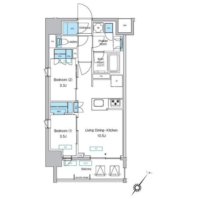 プレディアコート大森山王(2LDK/7階)の間取り写真