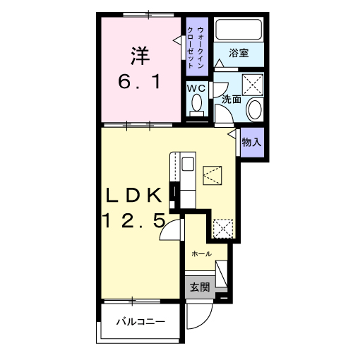 ガーデンコート(1LDK/1階)の間取り写真