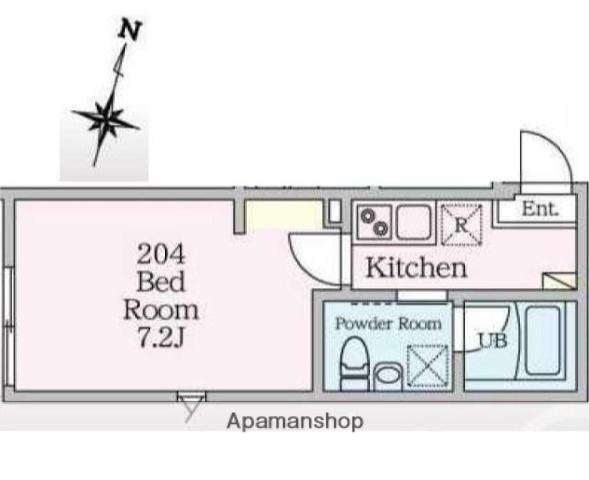 ビエンタ溝の口(1K/2階)の間取り写真