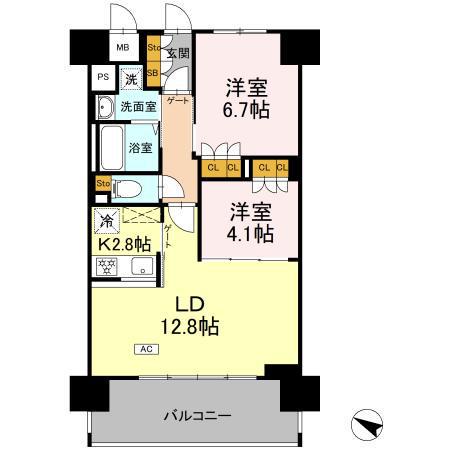 リーラ横浜川和町(2LDK/10階)の間取り写真