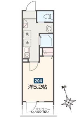 高座渋谷ヒルズ(1K/2階)の間取り写真