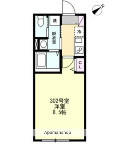 ベイルーム長津田フロント(1K/3階)の間取り写真