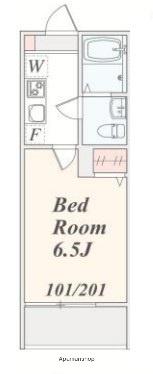 アザーレ・クオン海老名(1K/2階)の間取り写真