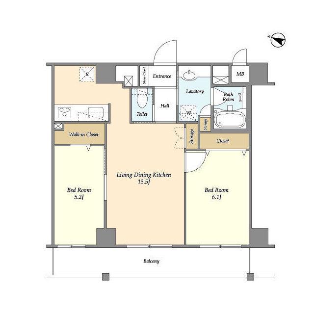 CASSIA藤沢本町(2LDK/6階)の間取り写真