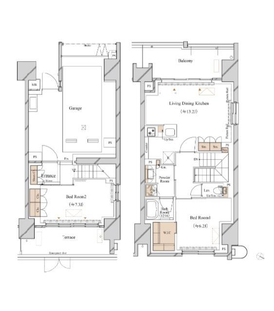 ブランシエスタ新丸子リバーフロント(2LDK/1階)の間取り写真