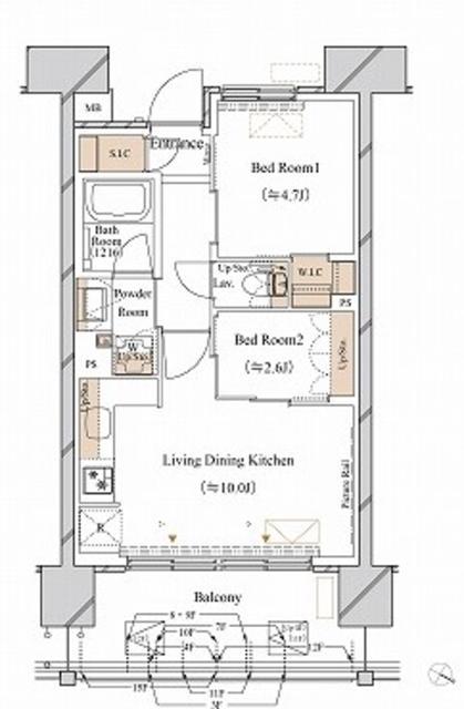 ブランシエスタ新丸子リバーフロント(2LDK/3階)の間取り写真