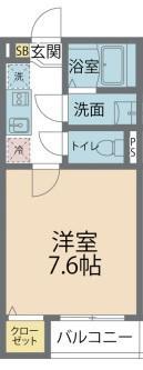 カインドネス小田急相模原Ⅴ(1K/3階)の間取り写真