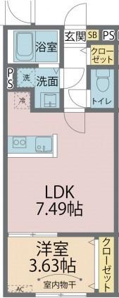 カインドネス相模原小山(1LDK/3階)の間取り写真