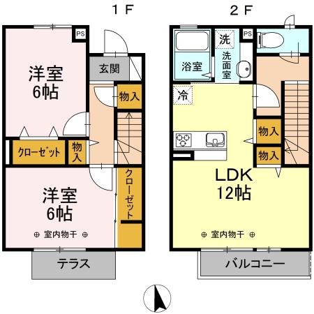 メゾネット萩山(2LDK)の間取り写真