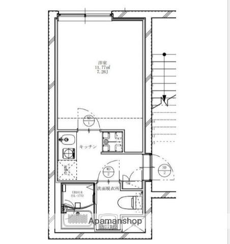 フラシア新蒲田(1K/2階)の間取り写真