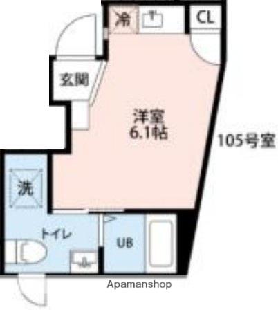 フェリオ小田急相模原(ワンルーム/1階)の間取り写真