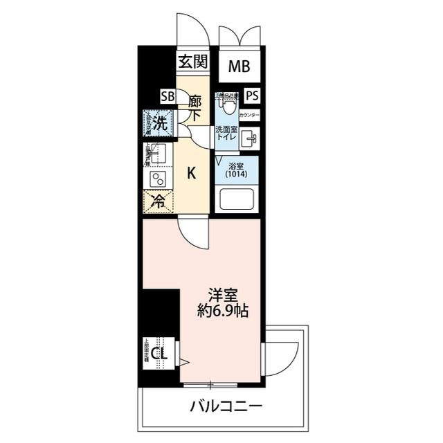 プレール・ドゥーク川崎Ⅴ(1K/6階)の間取り写真